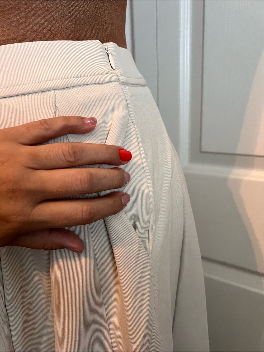 OGL Cream A-Line Pleated Midi Skirt - Picture 6 of 7